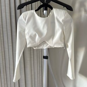 Zara Cropped Long Sleeve Rhinestone Top